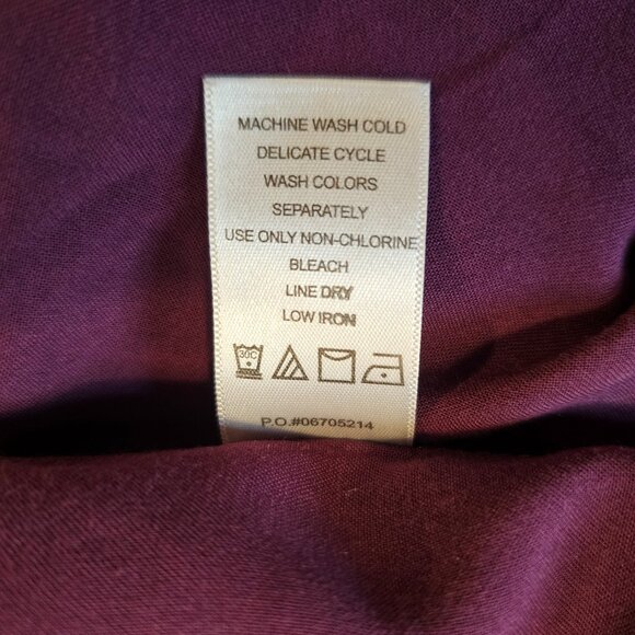 ellos Tie Neck Peasant Tunic, Plus Size 2X 26/28, Plum - Picture 9 of 9